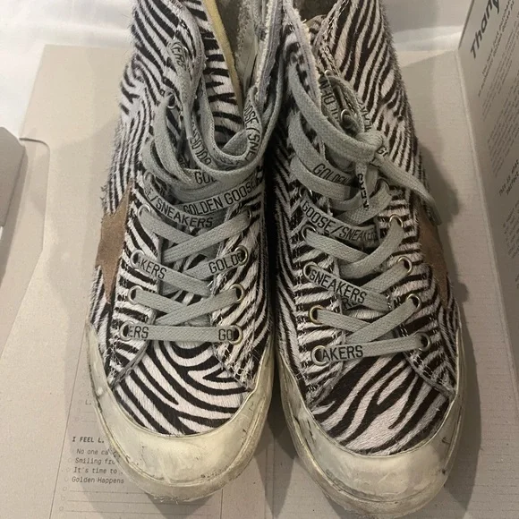 Golden Goose Zebra Print Sneakers with Gray Laces - Picture 8 of 12